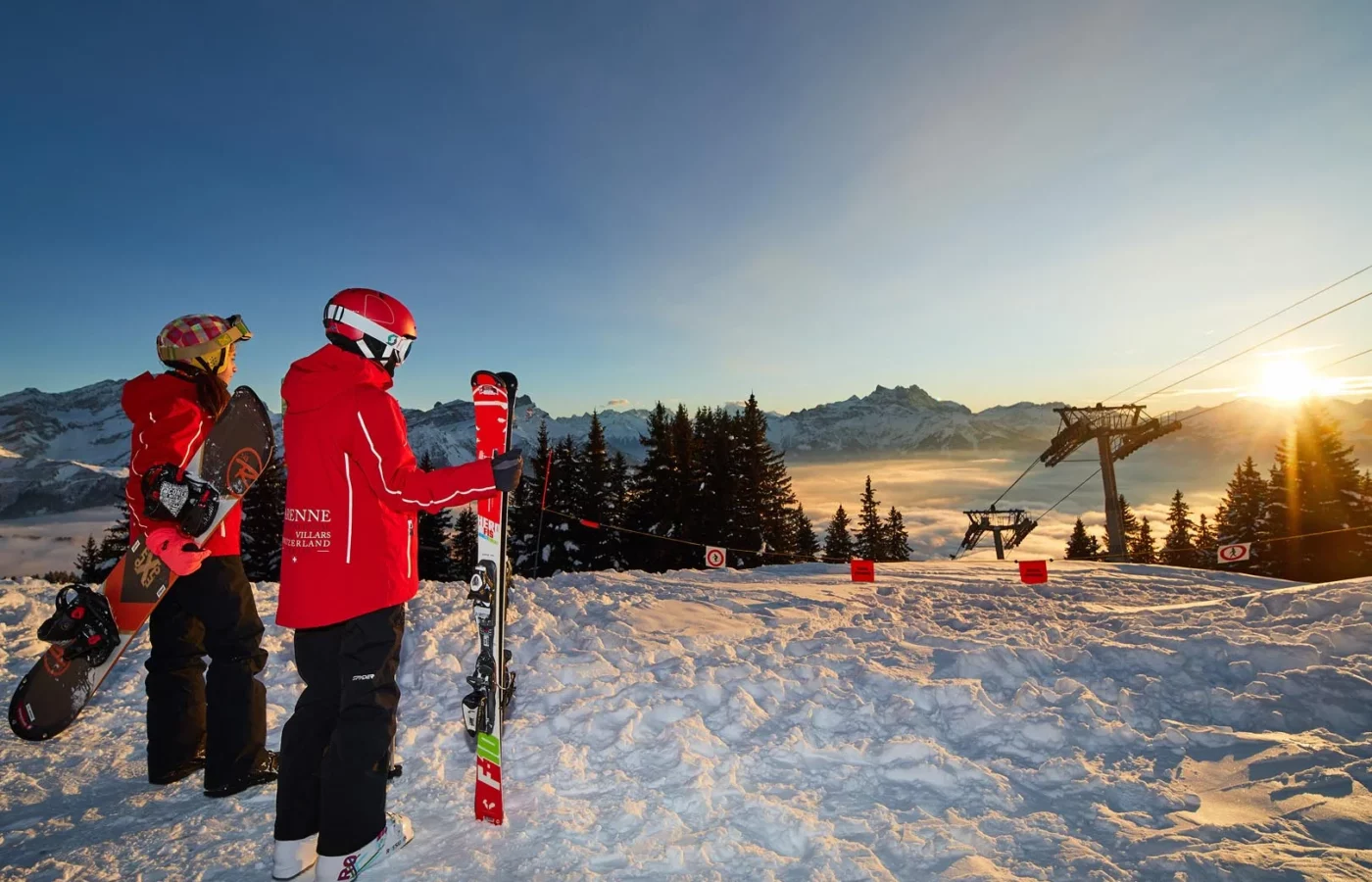 Students preparing for skiing in the Swiss Alps at La Garenne
