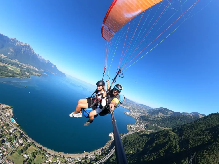 Student paragliding during summer camp in the Swiss Alps