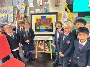 Primary students analysing a real painting by Henri Matisse.