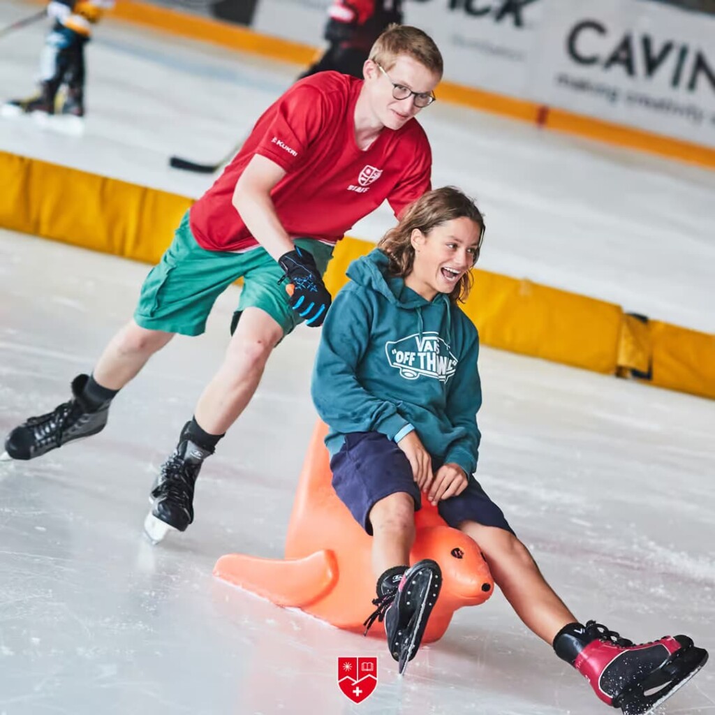 Students ice skating during La Garenne summer camp