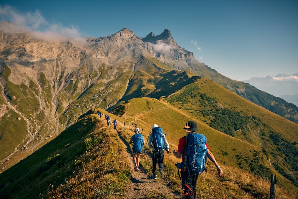 A group of La Garenne Middle School students exploring the Alps during the Middle School expedition.