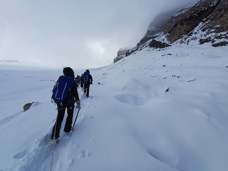 A group of La Garenne Middle School students exploring the Alps during the Middle School expedition.
